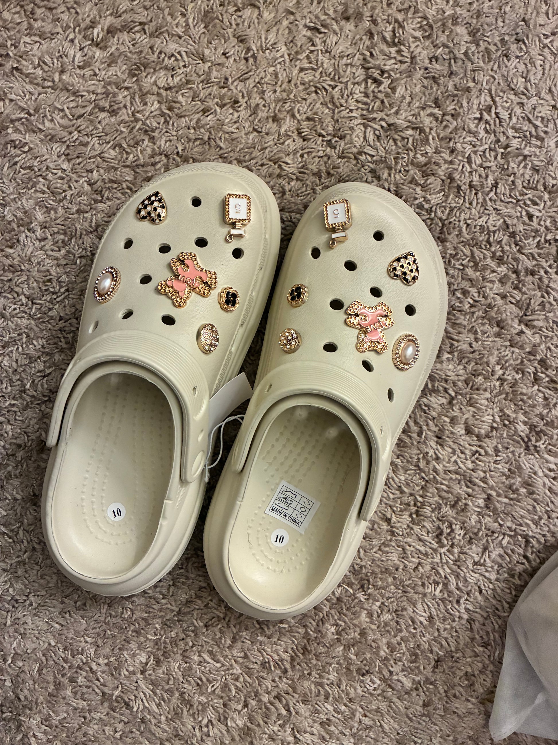 Beige Teddy Platform Crocs