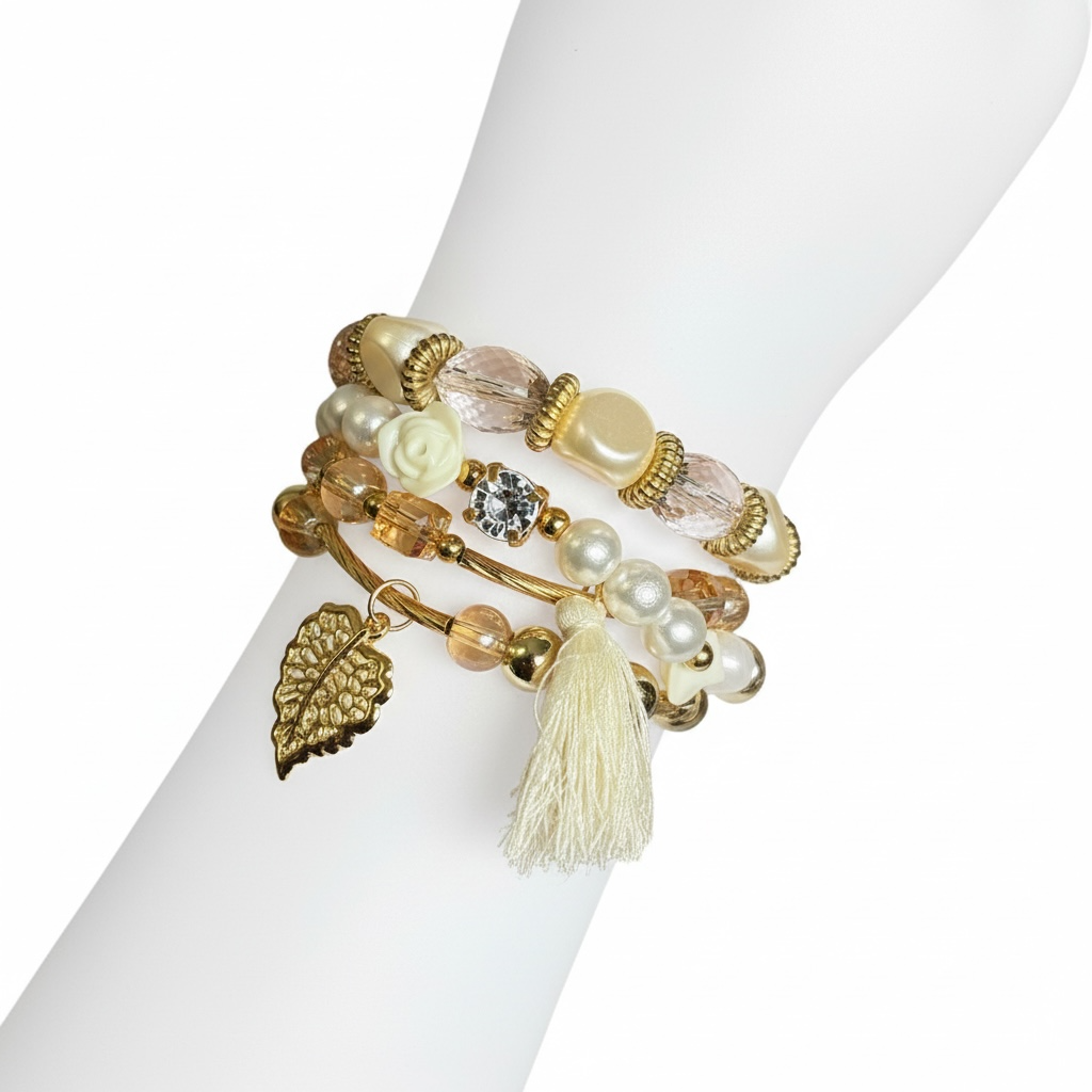 White Tassel Cluster Bracelet