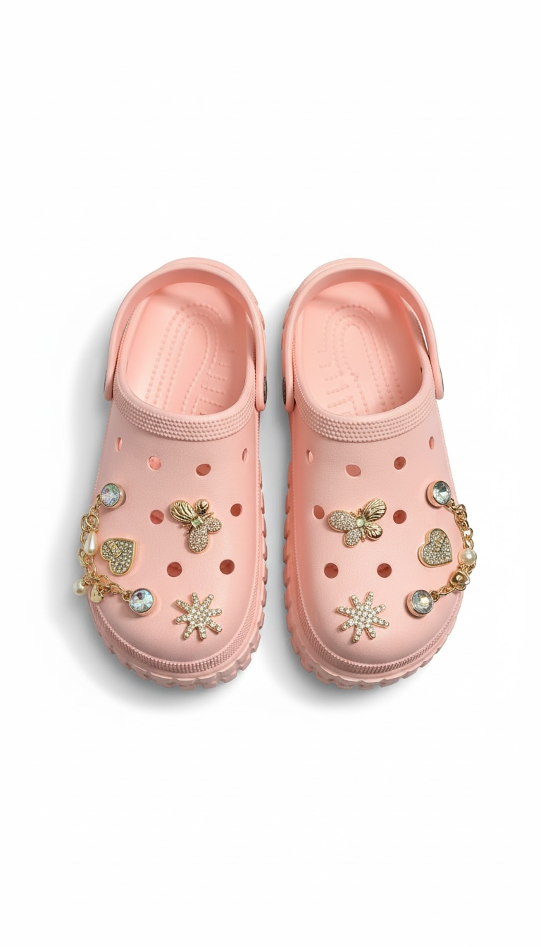 Pink Blinged Out Platform Crocs