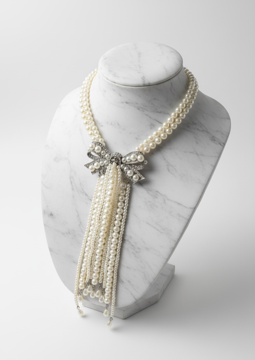 Pearl Bow tie Necklace