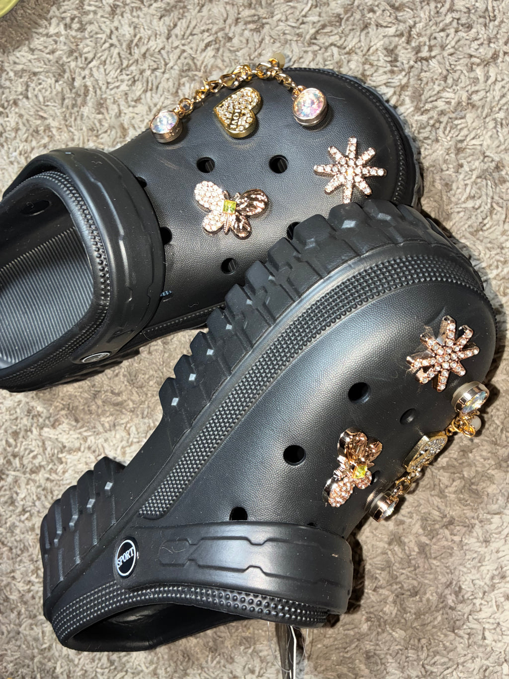 Black Platform Charm Croc
