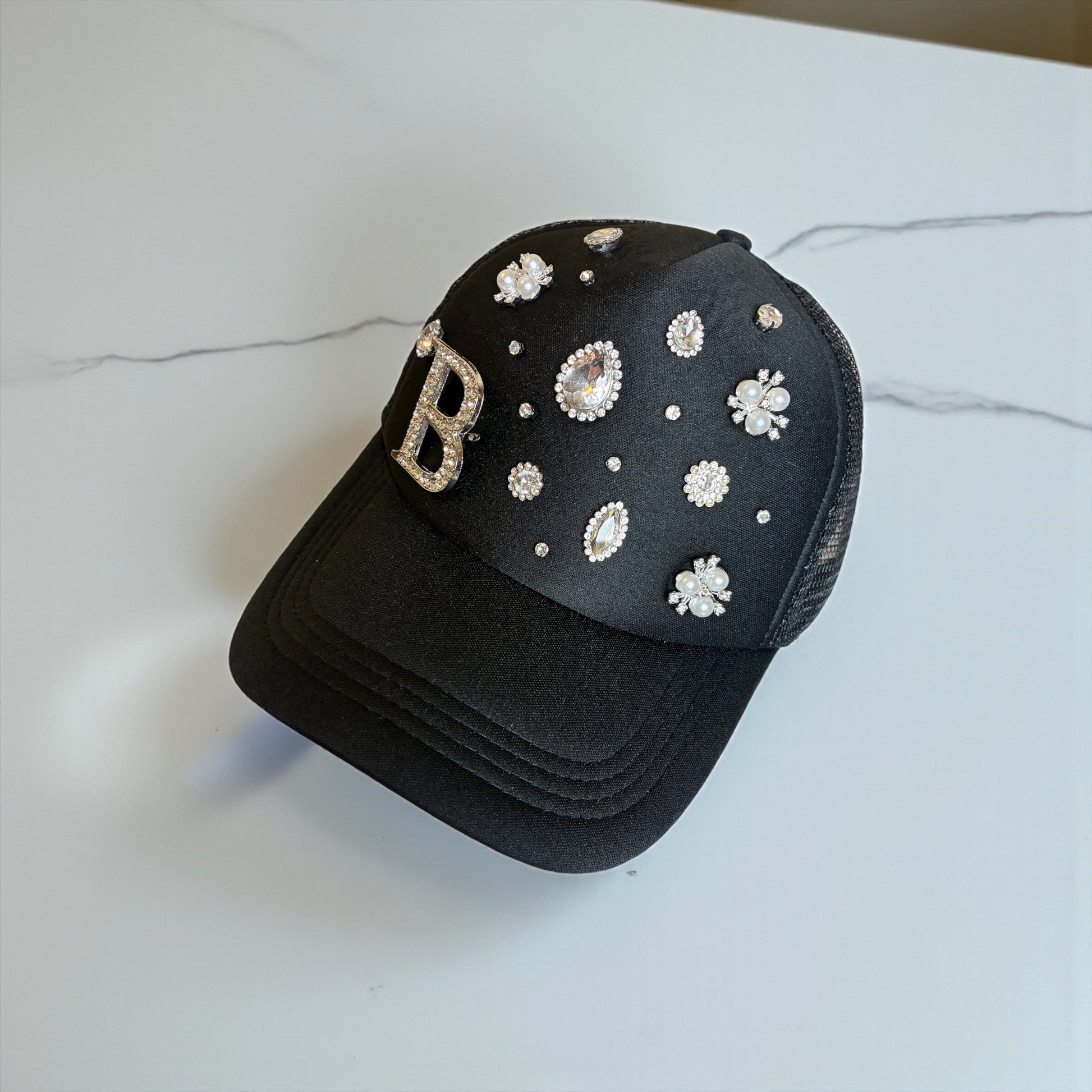 Black Glamour “B” Custom Cap