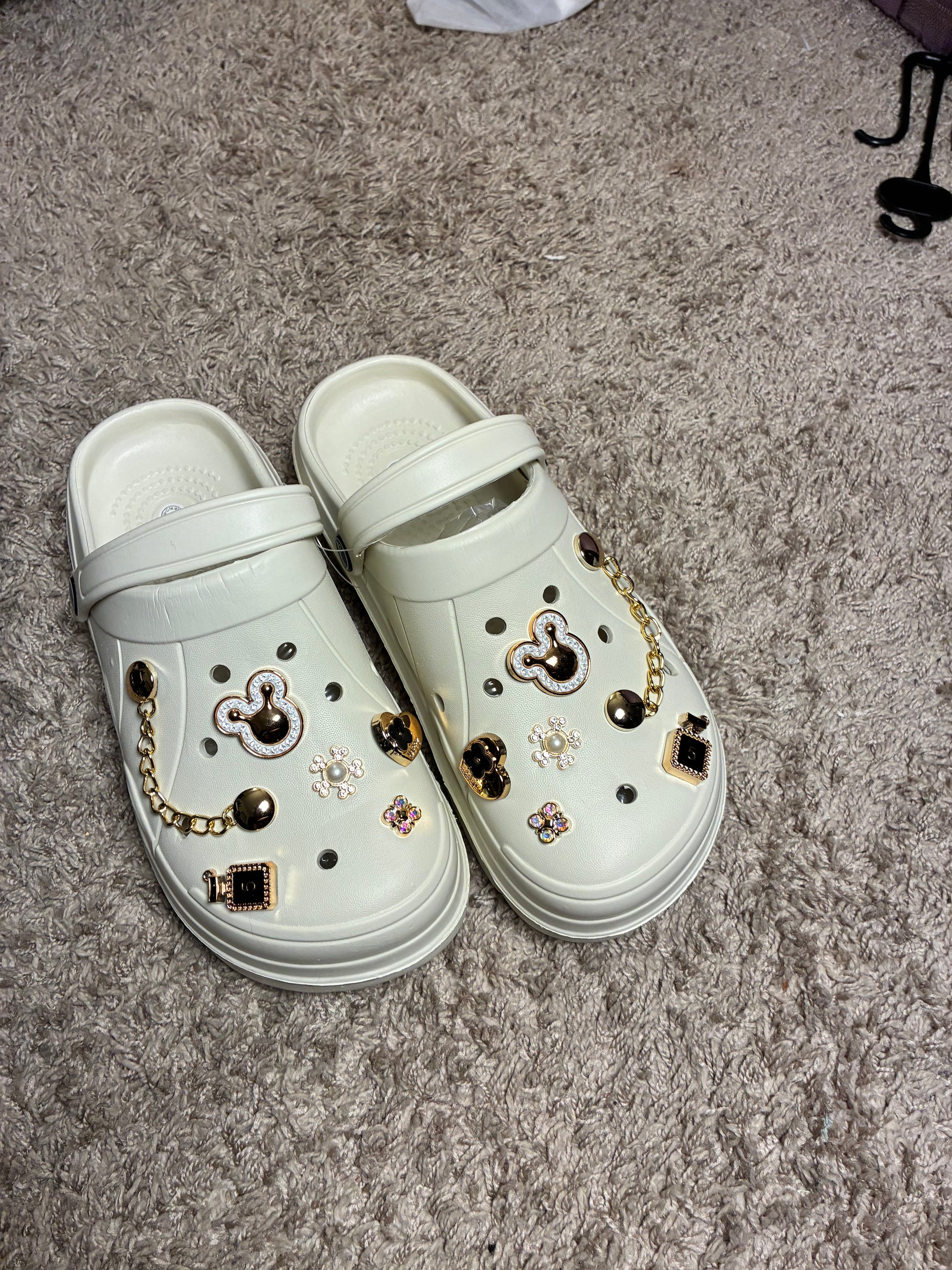 Beige Mickey Platform Crocs