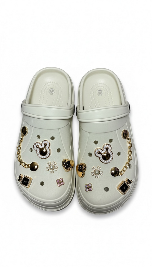 Beige Mickey Platform Crocs