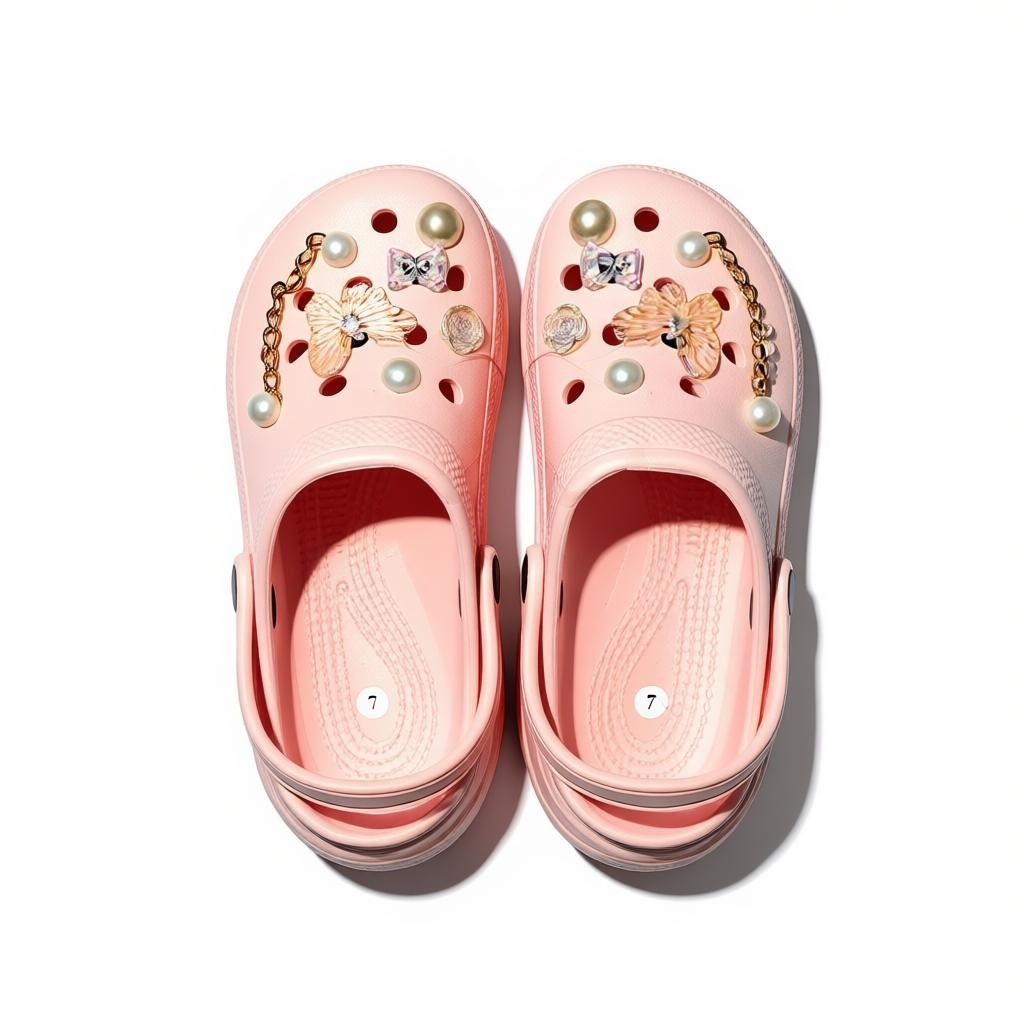 Pink Platform charm Crocs