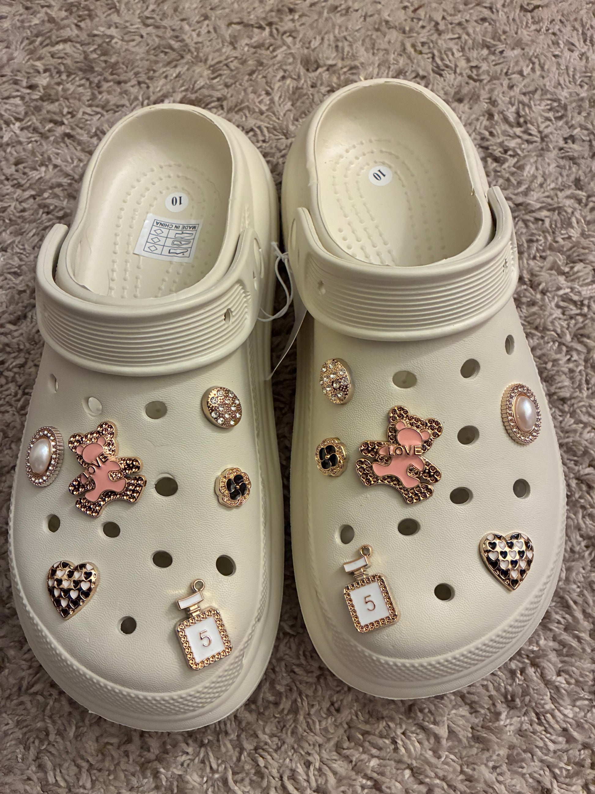 Beige Teddy Platform Crocs