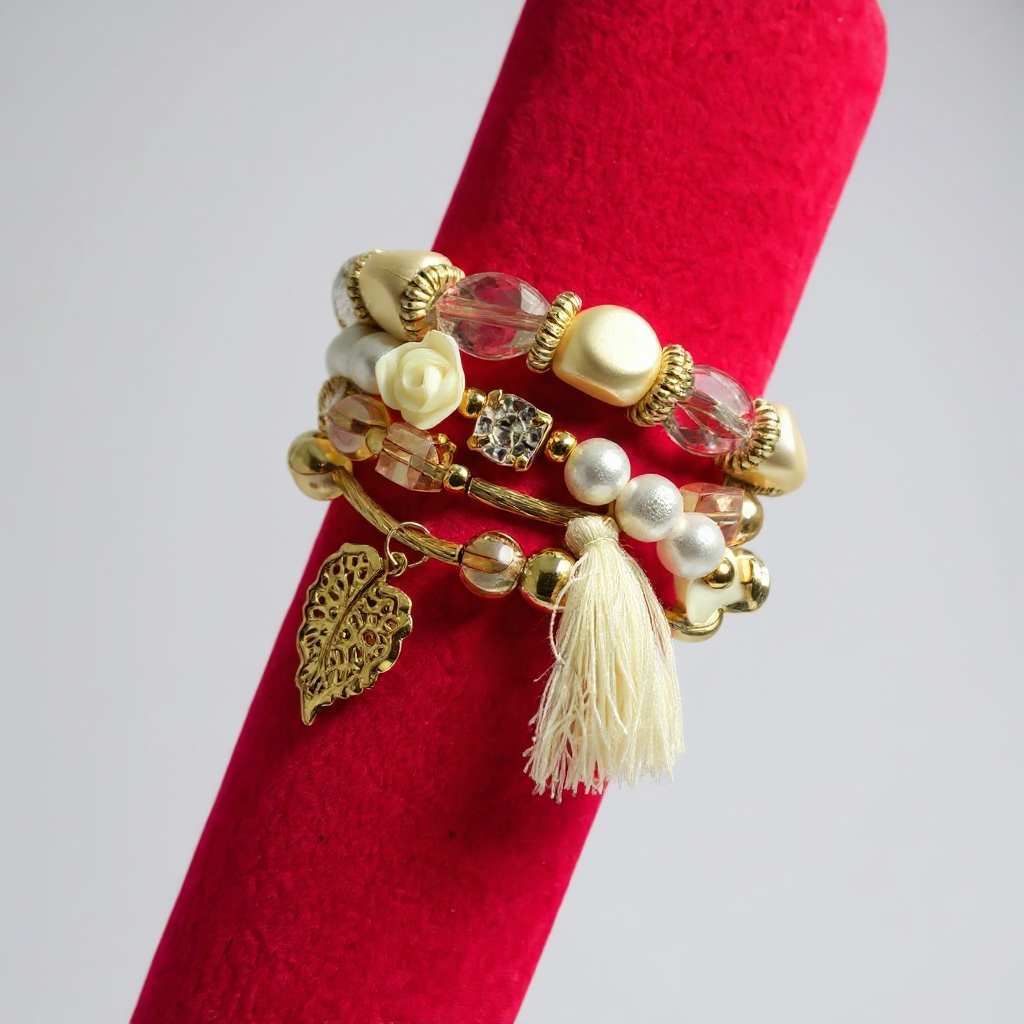 White Tassel Cluster Bracelet