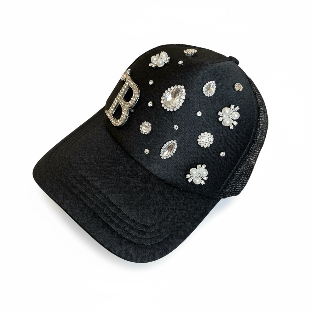 Black Glamour “B” Custom Cap