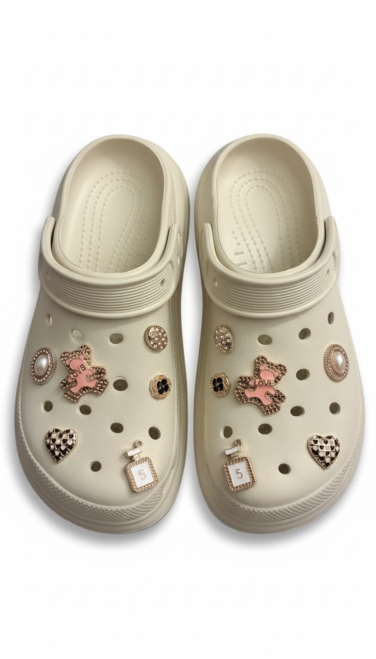 Beige Teddy Platform Crocs