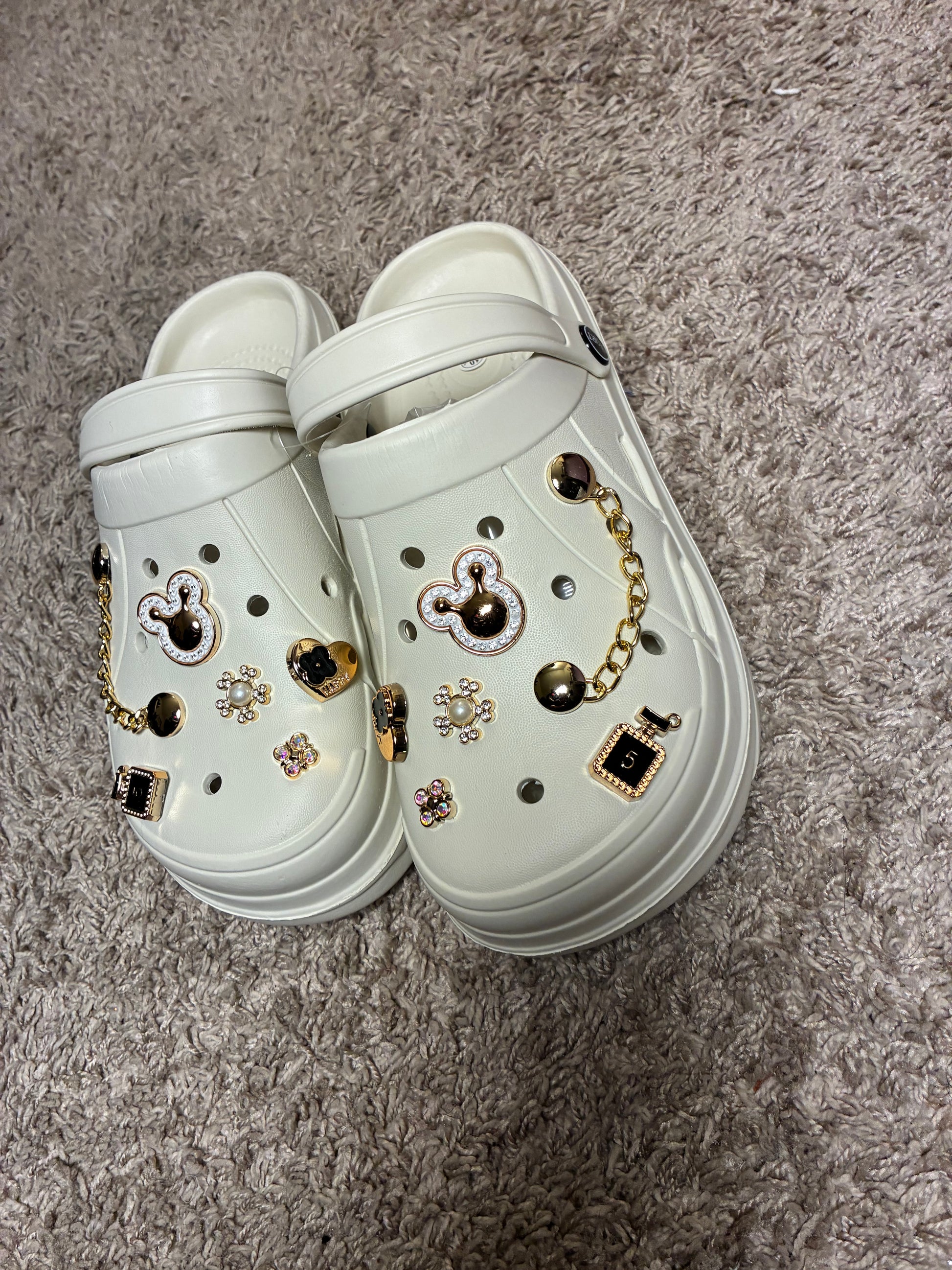 Beige Mickey Platform Crocs