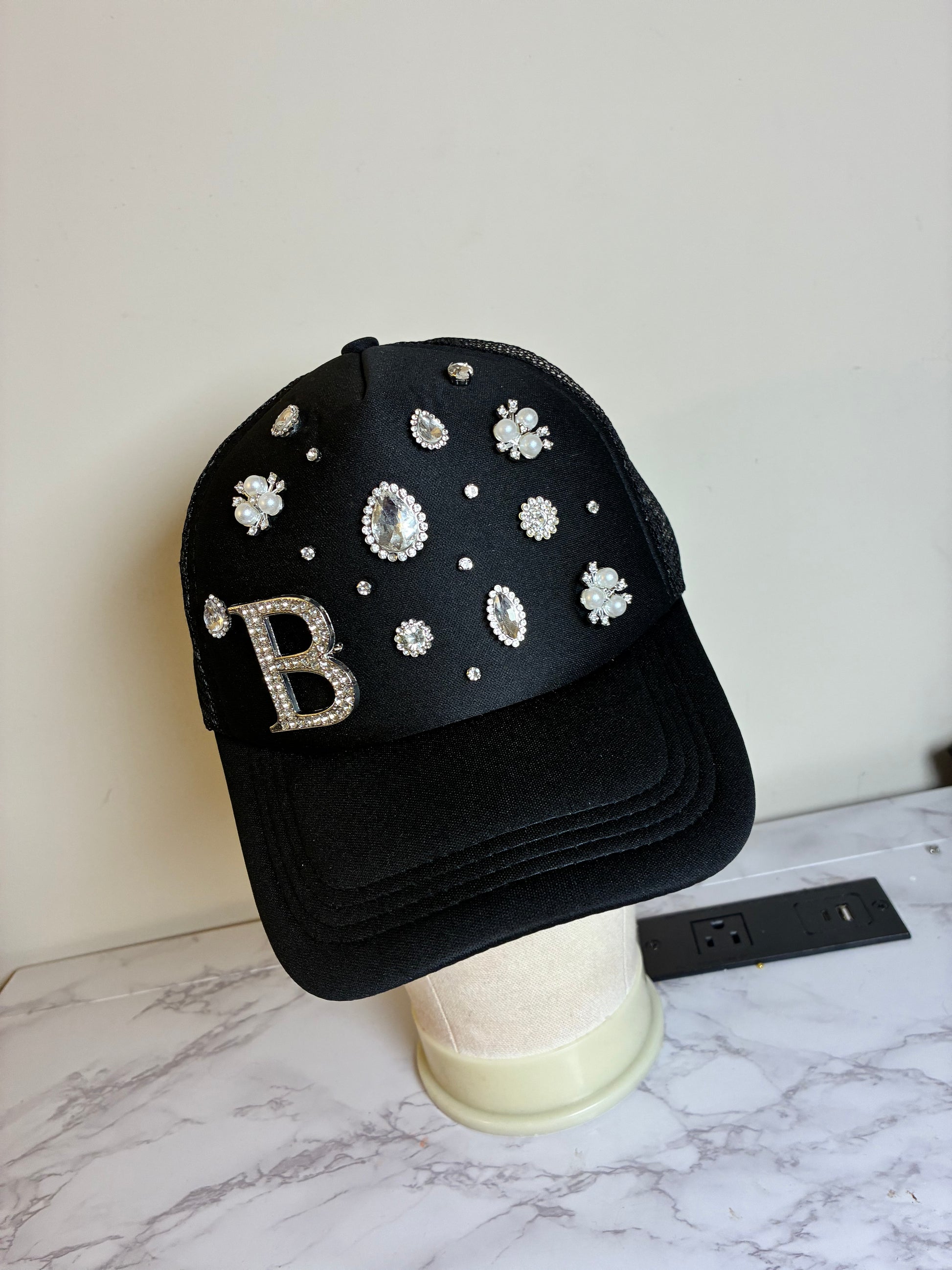 Black Glamour “B” Custom Cap