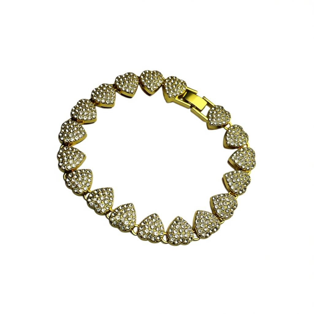 Gold Cuban heart bracelet