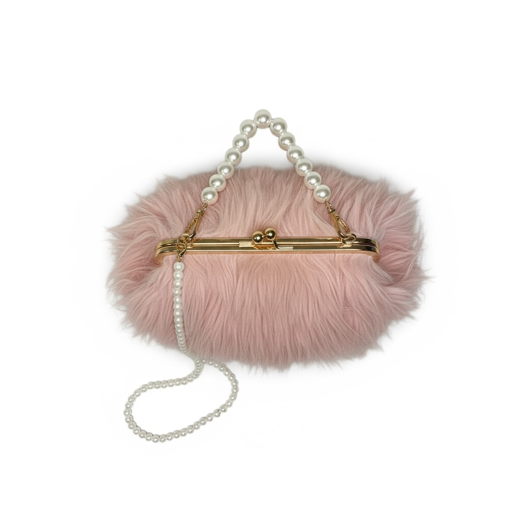 Pink Pearl Fur Bag