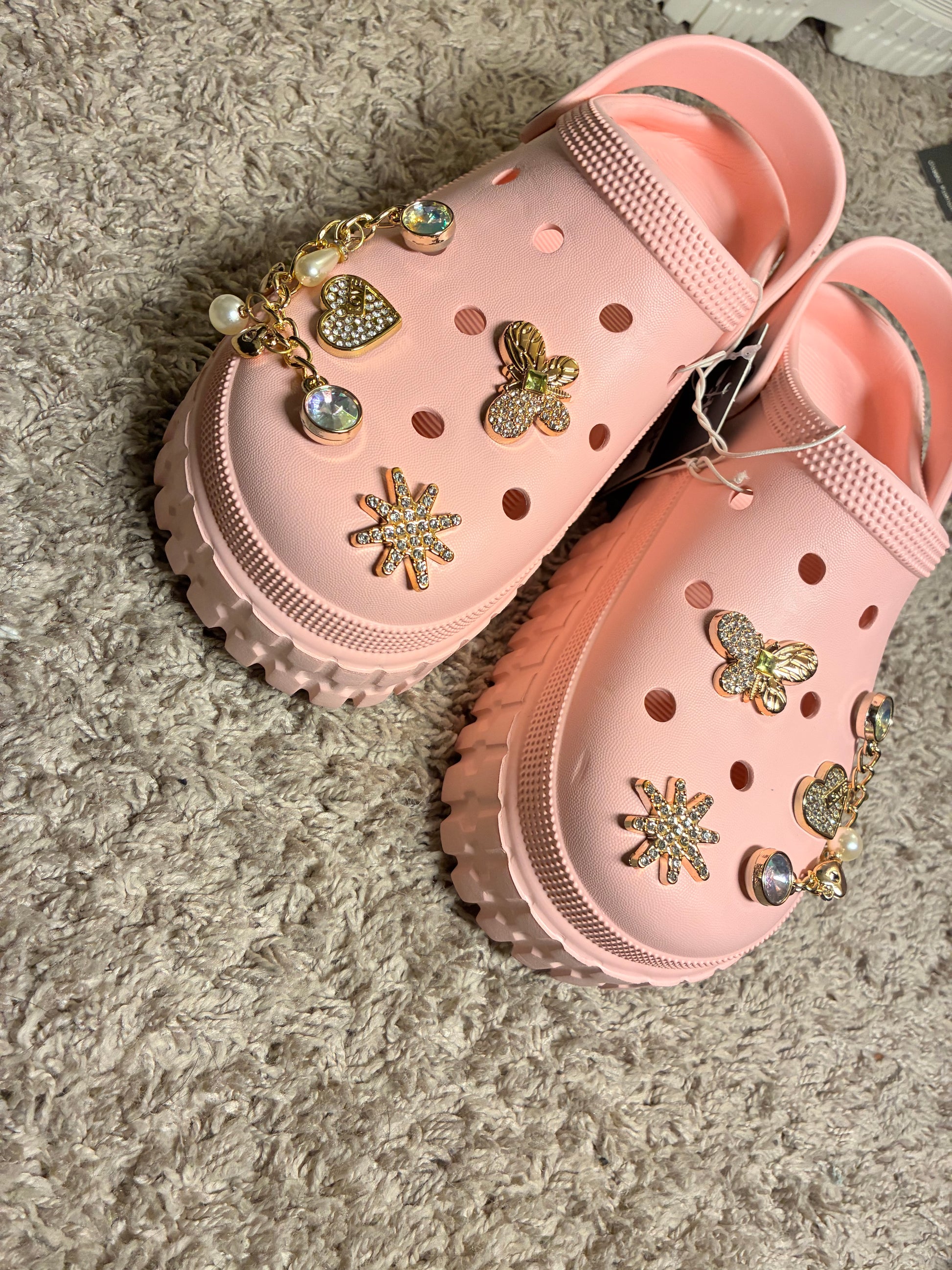 Pink Blinged Out Platform Crocs
